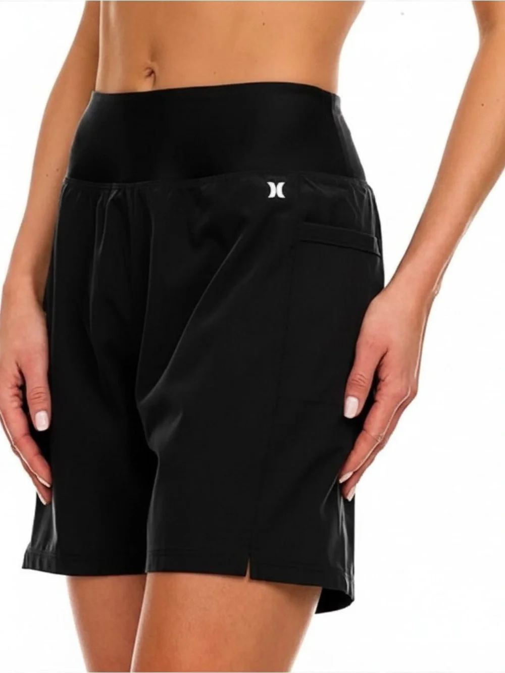 Hurley High Waisted Black Board Shorts 7" Small UPF 50+ NWT - Picture 1 of 10